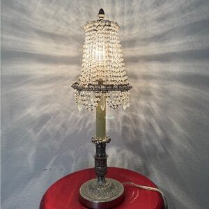 Vintage Ornate Silver Hand beaded bedside nightlight lamp